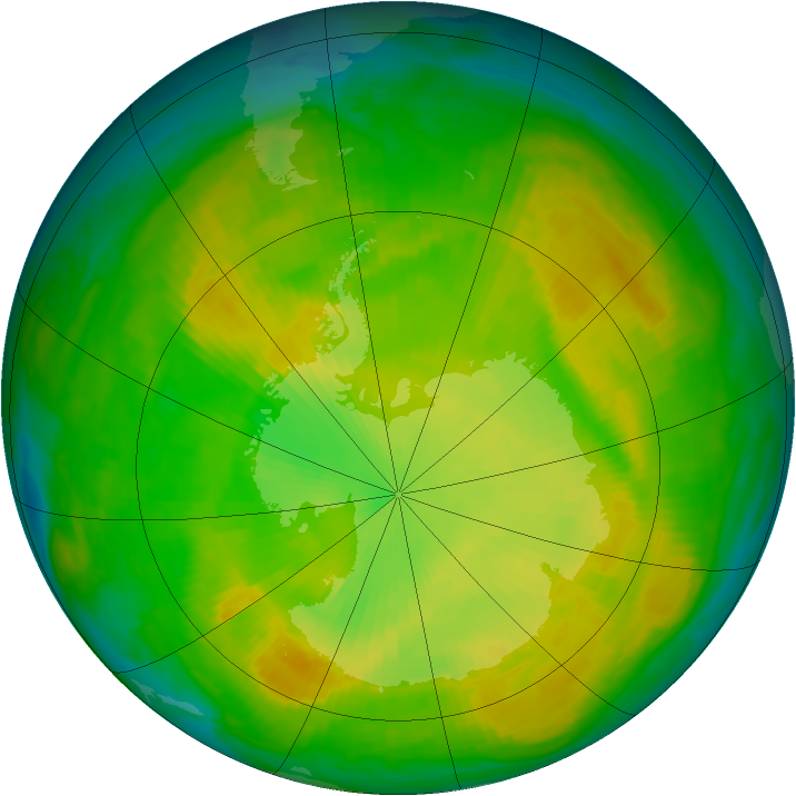 Antarctic ozone map for 04 December 1980